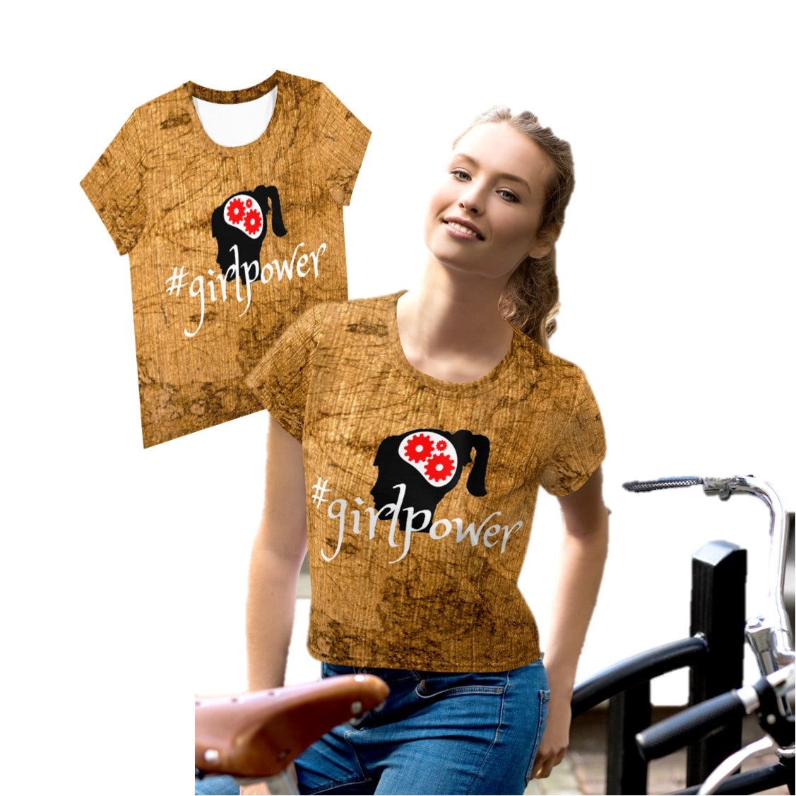Army Green #girlpower Cropped Tees. Girls' Hashtag Art Crop Top. WickedYo.
